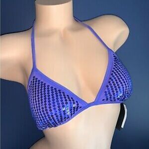 Marie Meili Purple Sequined Triangle bikini top